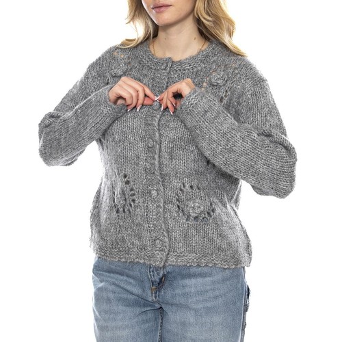 Knit cardigan donna - knit, gray