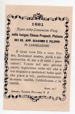 CASTELLEONE - Comunione Pasquale - Chiesa Prepositurale Plebana - Anno 1881.