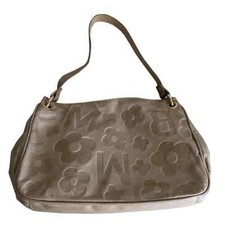 Mariella Burani – Borsa a spalla in pelle beige e metallo dorato