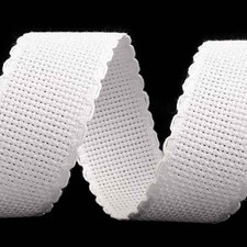 Rotolo 20mt Nastro TELA AIDA Bordino Ricamabile 5cm BIANCO Ricamo Corredino