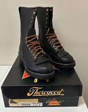 Stivali Thorogood Lineman neri logati punta morbida 834-9372 10" taglia 7,5 W NUOVI *DIFETTO*