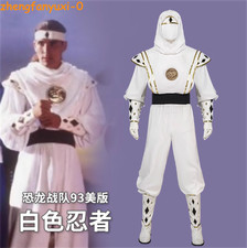 Tuta intera Power Rangers bianca Ninja Morph uomo cosplay costume Halloween 