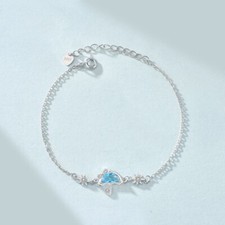 Bracciale Argento Sterling 925 Forma Ombrello Diamante Blu Simulato Unico Regalo