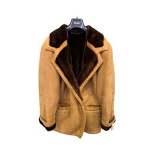 Cappotto Montone Donna Vintage Pelle Marrone Tg 40/42