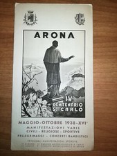 ARONA - IV CENTENARIO S. CARLO - 1938 - BROCHURE ILLUSTRATA CON ORARI TRENI 