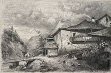 Antica acquaforte paesaggio