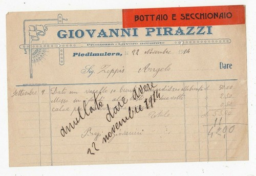 Fattura piedimulera bottaio - piedimulera, e