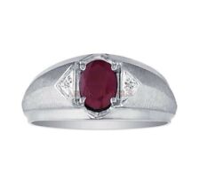 Anello In Argento Sterling 925 Con Gemma Di Rubino Riscaldata Per Uomo #1485