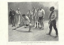 Stampa antica SCUOLA DI SCHERMA schermitori in allenamento 1892 Antique print
