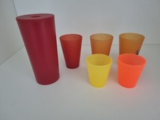 Set 5 bicchieri e brocca caraffa coordinata in plastica colorati bibite estate