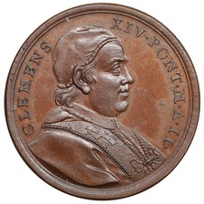 Stato Pontificio Papa Clemente XIV Medaglia in bronzo 1769-1774 Vaticano 