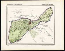 ANTICA MAPPA-OLANDA--LOCHEM-GELDERLAND-KUYPER-1865