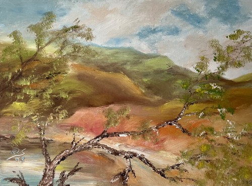 Quadro olio paesaggio alpino