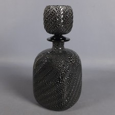 Bottiglia Vetro Murano Seguso Archimede Nero Polveri Argento Modernariato 1950