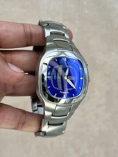Raro orologio animato y2k BLU quadrato FOSSIL Big Tic JR-8141, scatola etichette batteria nuova