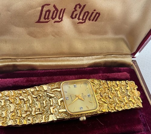Elgin diamond dial gold nugget - diamond,