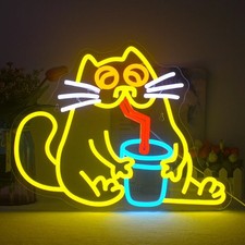 Bere Gatto Insegna Al Neon Insegne Al Neon Animali per Decorazioni Da Parete Cat