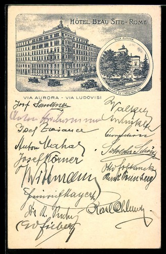 Litografia roma hotel beau - roma,,