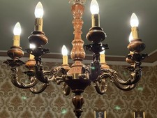 Lampadario in ottone brunito e