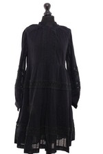 Abito Boho 36 Nero Ricamato