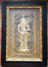 BELLISSIMO QUADRO THAILANDESE ARAZZO TESSUTO LAVORATO A MANO BELLISSIMA CORNICE