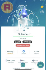Shiny Suicune LVL50 3MOVES Go
