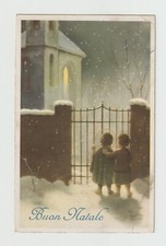 CARTOLINA BUON NATALE FP VG 195? - BIMBI BIMBO BIMBA NEVE CASETTA CANCELLI