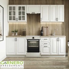 Cucina classica shabby completa bianca componibile OXFORD lineare 240 cm design