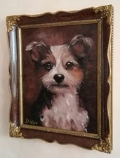Dipinto a olio vintage cane