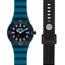 Orologio Hip Hop Master Teal Blue HWU1232 Watch Silicone Nero Blu 41mm Uomo