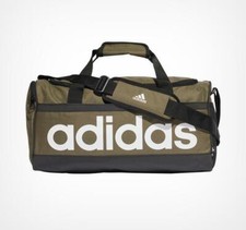 Adidas Borsone Unisex Linear Duffel Medio - Colore : Verde Militare/Bianco/Nero