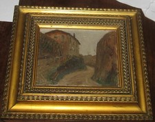 1916 Olio su cartone - Via salaria, via flaminia. Roma. Cornice.