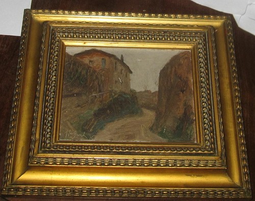 1916 olio cartone via - 1916,