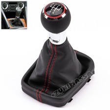 per AUDI A3 8P POMELLO LEVA DEL CAMBIO 5 MARCE MANOPOLA MANIGLIA ROSSO CUFFIA