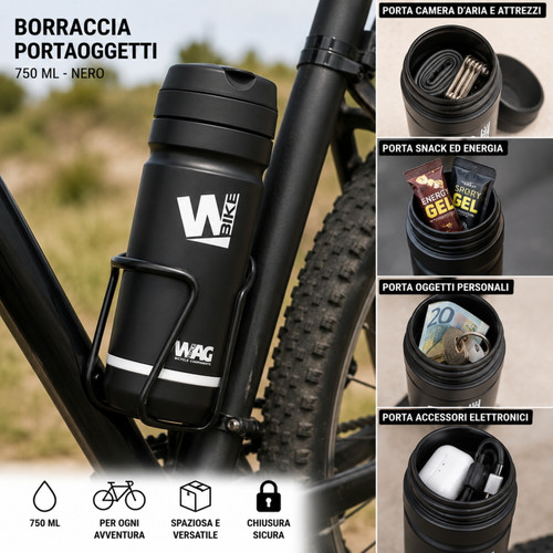 Borraccia portaoggetti 750ml - portaoggetti,