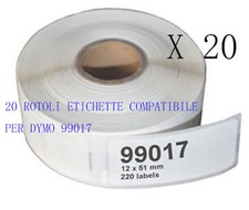 20 ROTOLI Etichette compatibile per DYMO 99017  50mmX12mm LABELWRITER 400 450