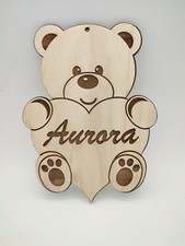 Orso con cuore in legno
