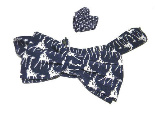 Papillon uomo blu bianco - bianco, con