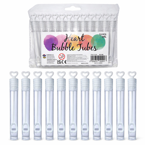 12x tubi bolla - cuore, bianco