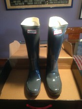 STIVALI DA DONNA tg 38 HUNTER ORIGINALI INGLESI GLOSSY GRAPHITE 