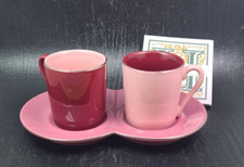 Henriette vassoio con 2 tazzine caffè colorate con filo platino cm 17 x 10