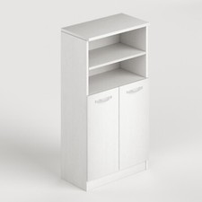 Mobile da Bagno Multiuso Salvaspazio Scarpiera con 2 Ante e 4 Ripiani Bianco