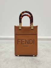 Mini borsa shopper Fendi marrone sole Roma scritta logo 124442450