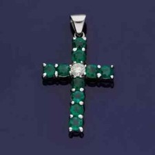 Ciondolo croce smeraldo verde