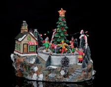 Carillon Natale Paesaggio Invernale Decorazione Natalizia con Movimento e Luci