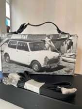 BORSETTA A PORTAFOGLIO,PORTACARTE NERO IN VERA PELLE MARCA MINI REGALO DONNA