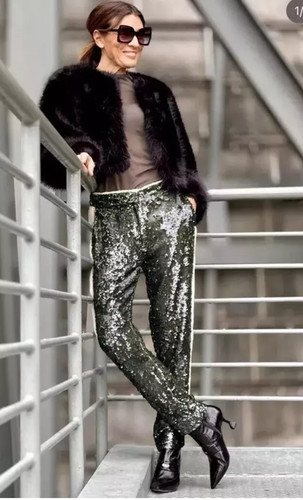 Zara verde lustrini pantaloni - verde,