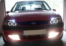 FARI FORD FIESTA 5 ANGEL EYES LED CON CIGLIO SUPERIORE NERI O CROMO 09/1999-2002