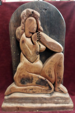 SCULTURA LEGNO DONNA di ADOLF VALLAZZA - 1983 - Altezza 47 cm