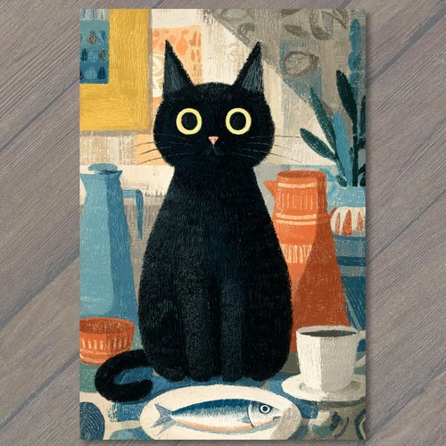 Piatto pesce gatto nero stampa